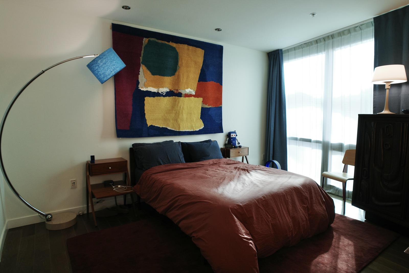 Bedroom facing the bed
