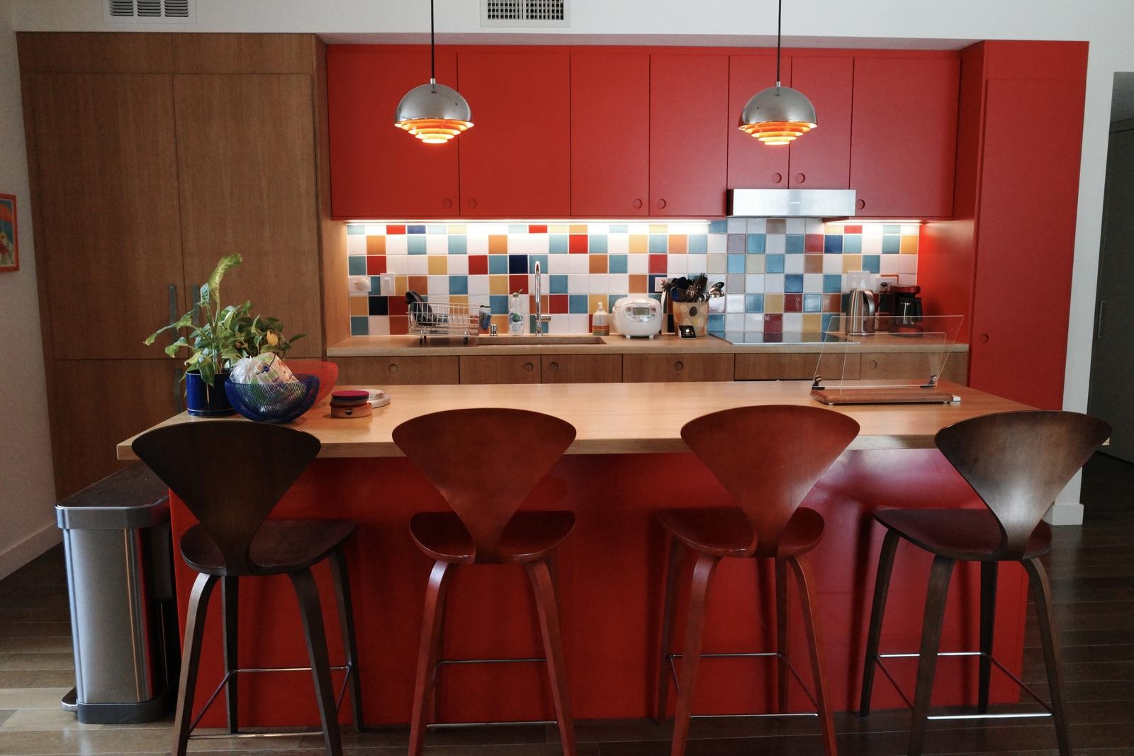 Kitchen cabinets and island