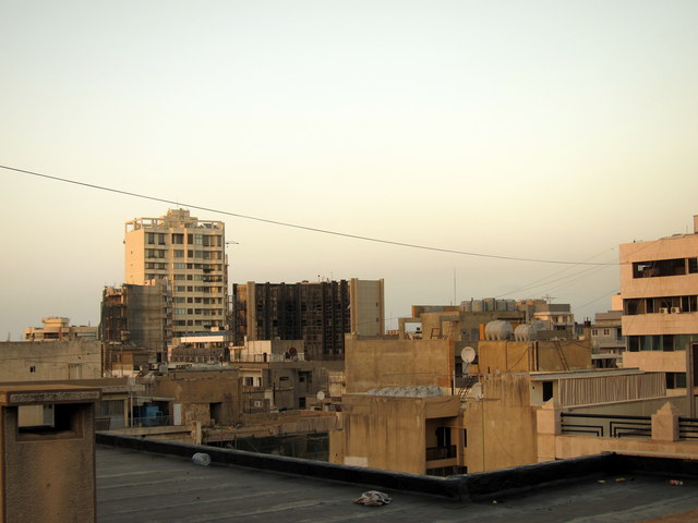 roof shot with buildings in the distance